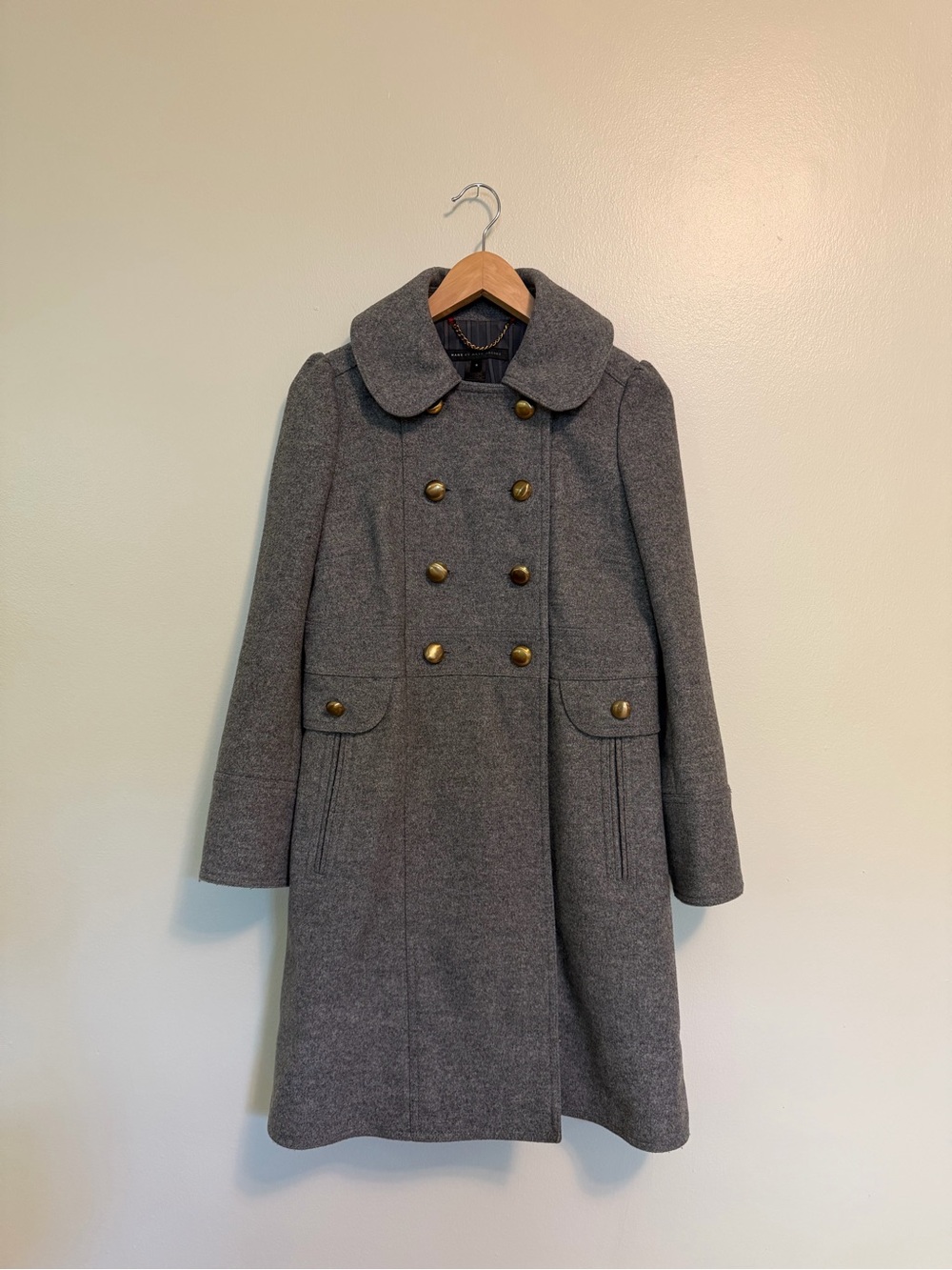 Vintage Marc by Marc Jacobs gray wool military pea coat